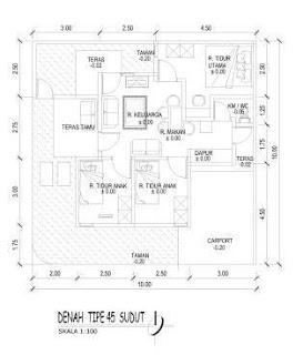 Denah Rumah Hook 10 x 10 meter