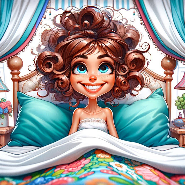 Woman in Bed Smiling