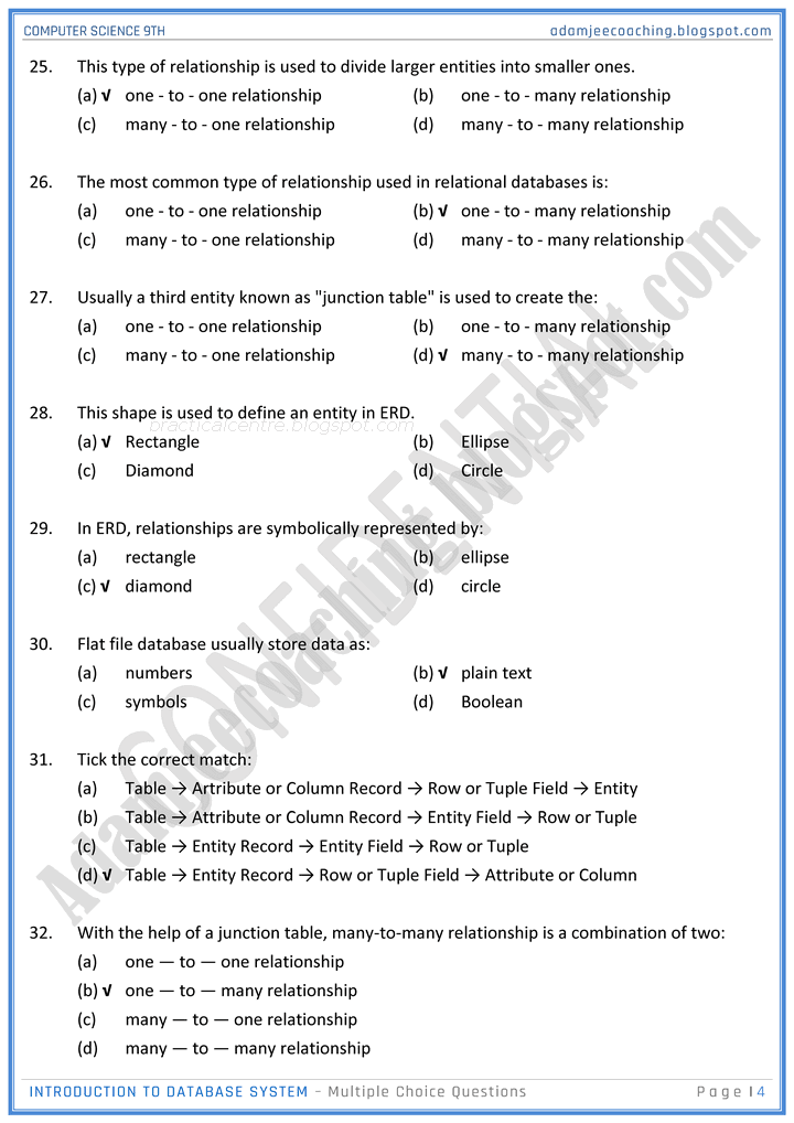 introduction-to-database-system-mcqs-computer-science-9th