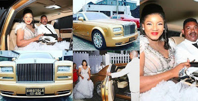Omotola celebrates 40th birthday in gold Rolls Royce phantom