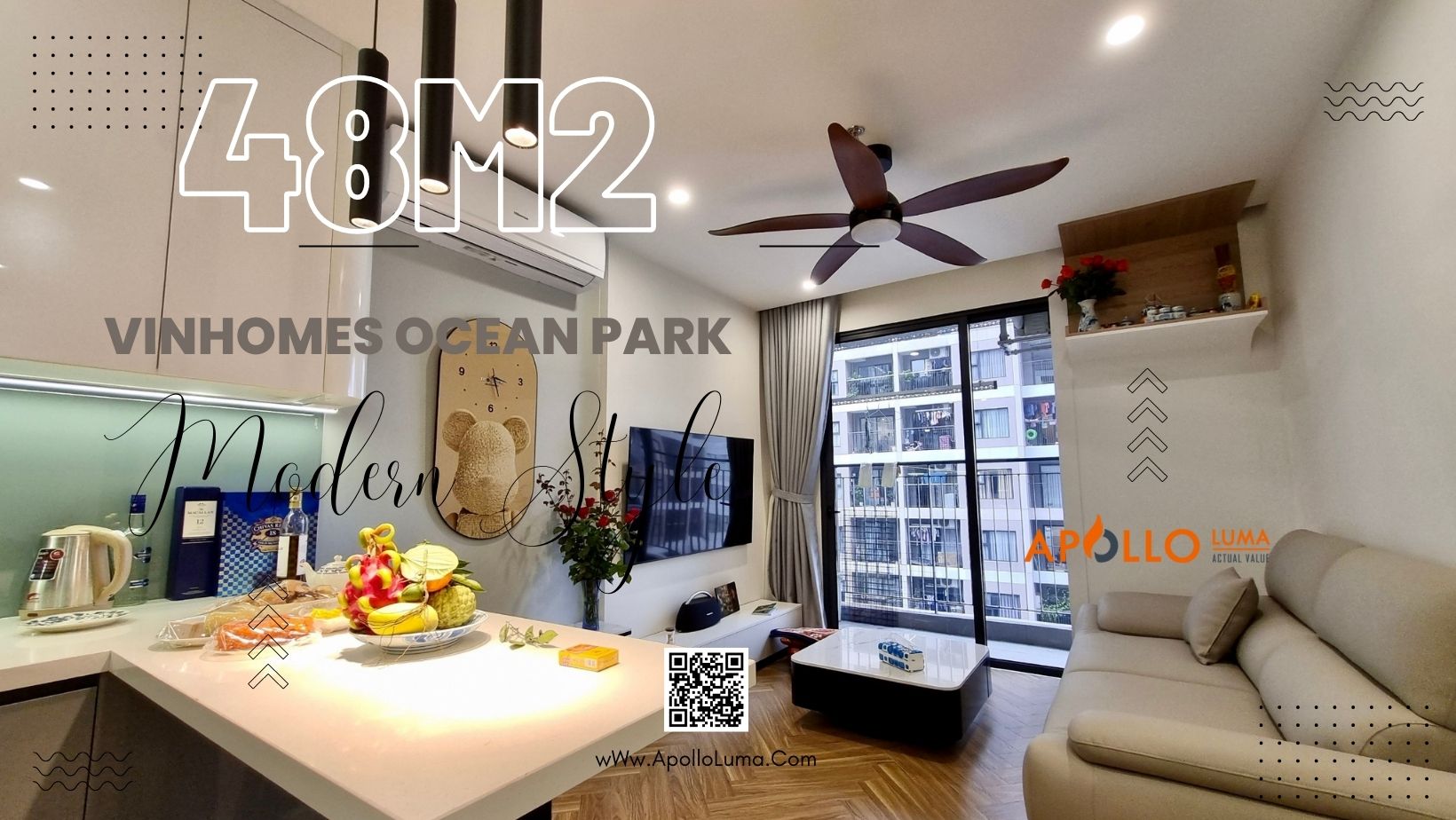 Video thực tế nội thất căn hộ 1PN+1 (48m2) Vinhomes Ocean Park