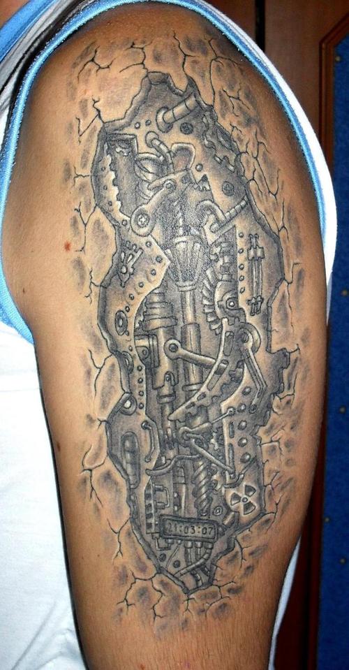 I suggest you to have a bio-mechanical tattoo. it'll rust within a week