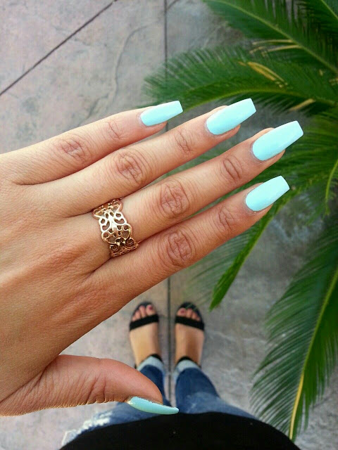 Sky blue nail art