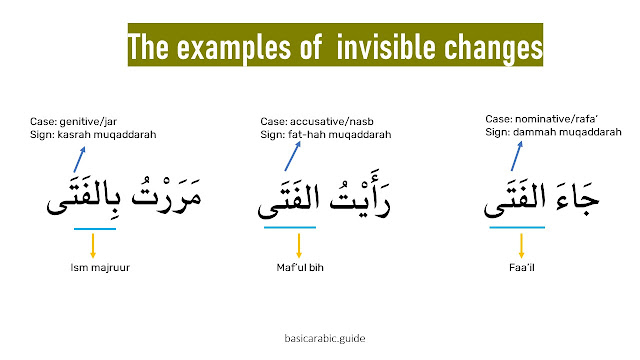 i'rab examples of invisible changes muqaddarah