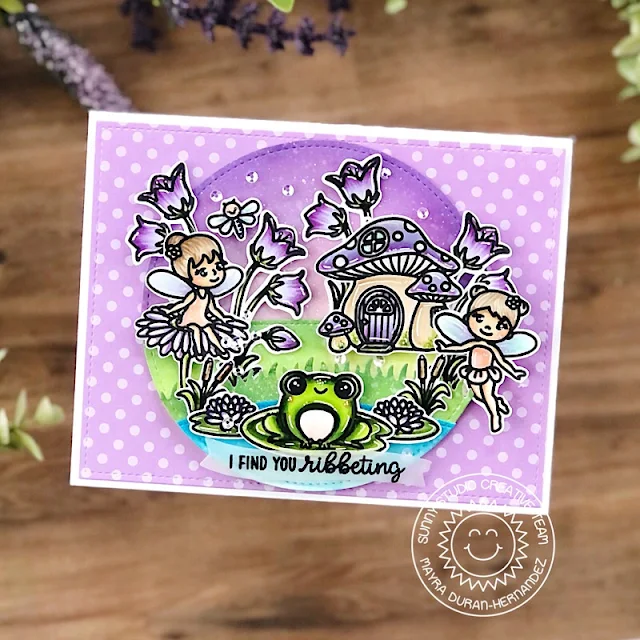 Sunny Studio Stamps: Feeling Froggy Frilly Frame Dies Garden Fairy Punny Card by Mayra Duran-Hernandez