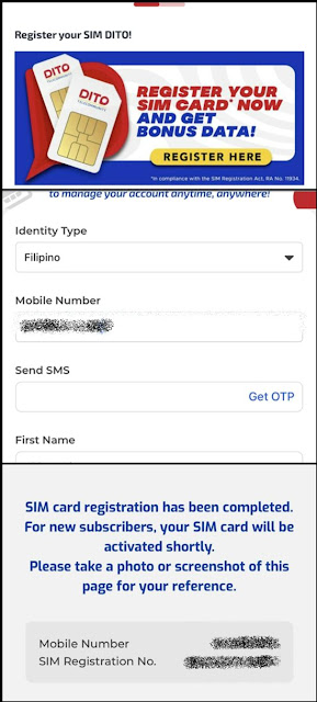 DITO SIM card registration process
