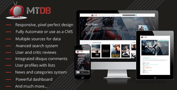 Download Free MTDb v2.9.3,Codecanyon Premium Responsive Ultimate Movie & TV Database PHP Script