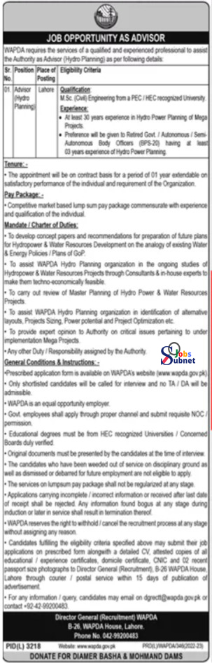 Water and Power Development Authority Jobs 2023 - WAPDA Jobs 2023