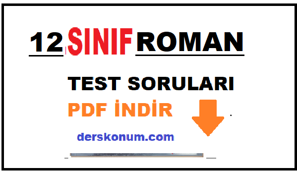 12. SINIF ROMAN ÜNİTESİ TEST SORULARI PDF İNDİR
