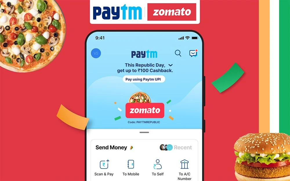 This Republic Day, Paytm Offering Upto ₹100 Cashback on Payments Made through Paytm UPI On All Zomato Food Orders