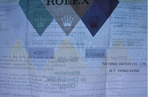 certificate replica rolex