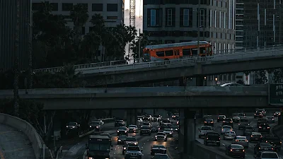 Buildings, Bridge, Cars, Skyscrapers, City