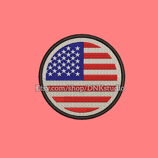 United States America Flag Embroidery Design