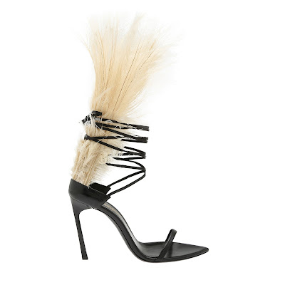 Saint Laurent Talitha Feather Embellished Sandals