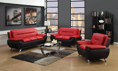 Perpaduan Warna Ruang Tamu merah hitam - Living Room red and black color