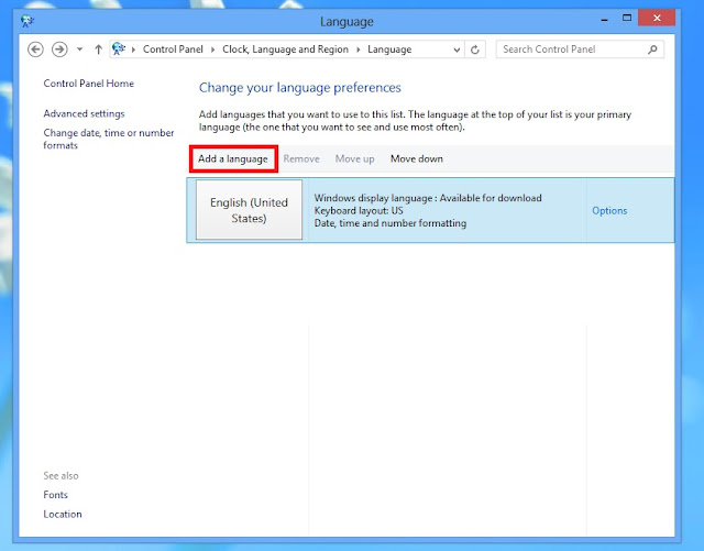 Windows 8 เปลี่ยนภาษาไม่ได้