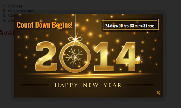 New Year Popup with counter