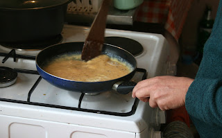 Mixing up some non-posh scrambled eggs