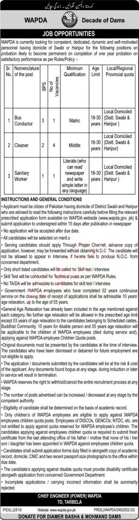 Latest Jobs in WAPDA 2023 Advertisement
