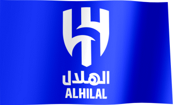 The waving fan flag of Al-Hilal SC with the logo (Animated GIF)