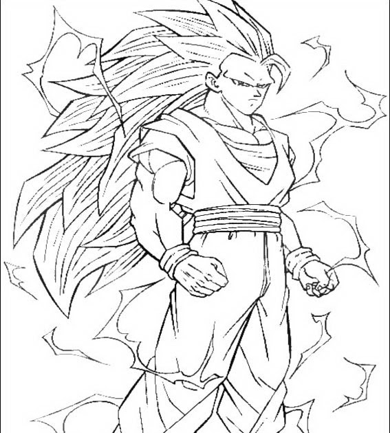 Goku Super como Sayayin fase 3 para colorear ~ 4 Dibujo