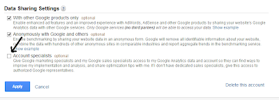 Google Analytics - Data Sharing Settings