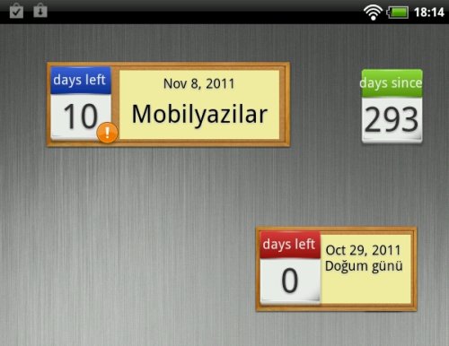 Android'de gün sayma, şafak sayma.