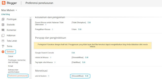 Cara Mengaktifkan Ads.txt di Blogger 1