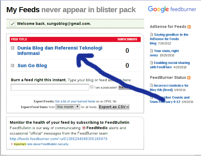 Cara Cepat Memasang FeedBurner di Blog