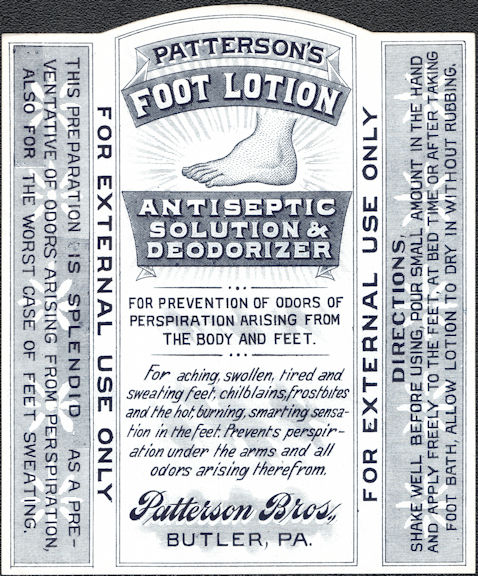 Patterson's Foot Lotion Bottle Label - Large Foot Image