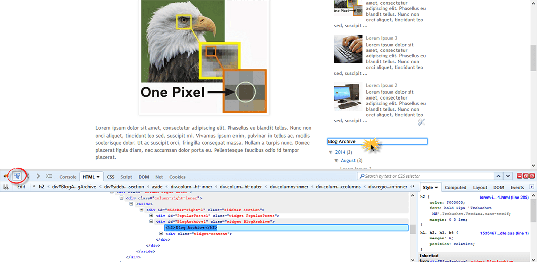 How Firebug Helps You Design Your Blogger Blog 2 inspect element using firebug