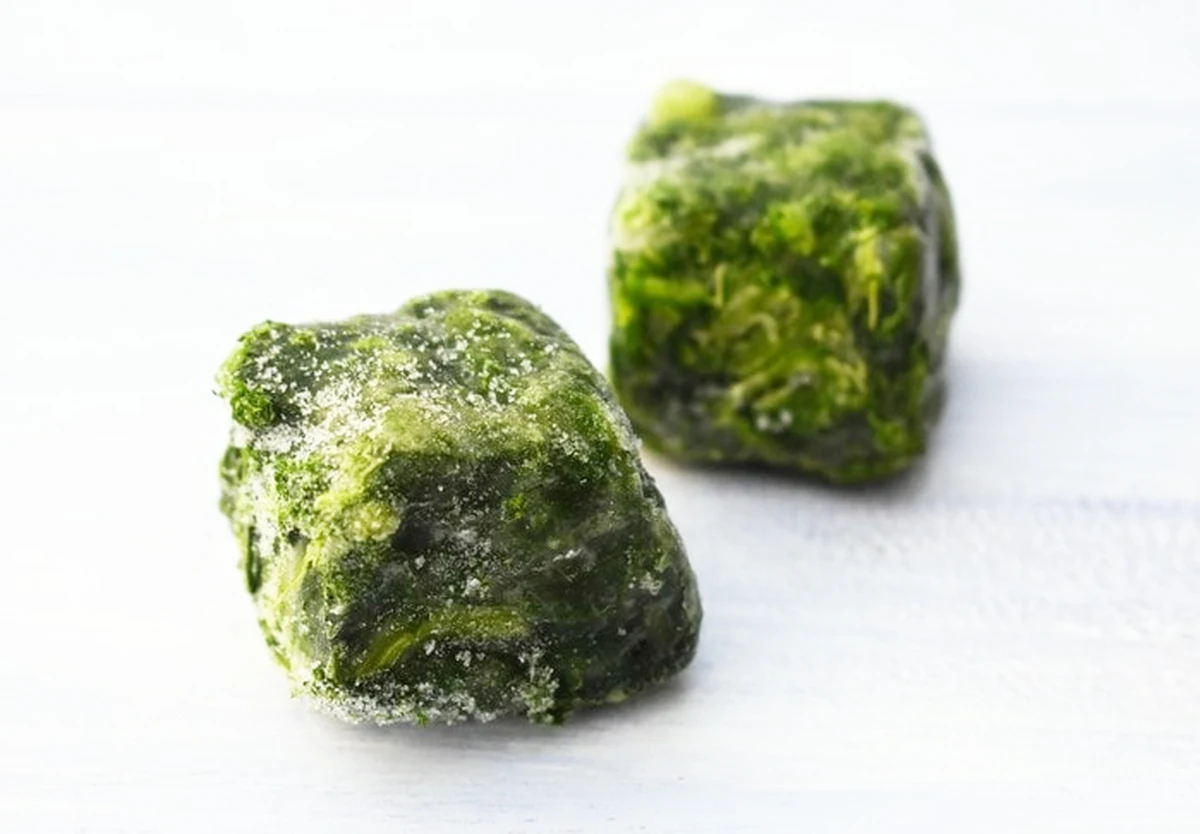 cubes of frozen spinach.