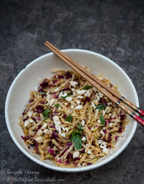 raw papaya salad with sauerkraut