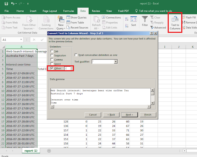 Google Trend Hourly Data - Text To Column