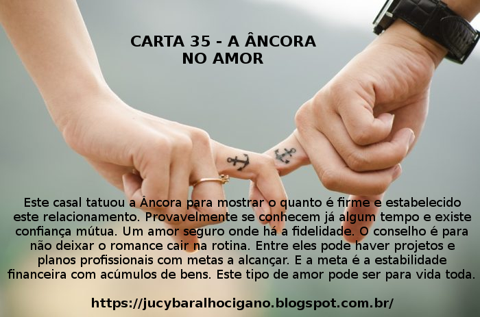 BARALHO CIGANO: BARALHO CIGANO - CARTA 34 - A ÂNCORA NO AMOR