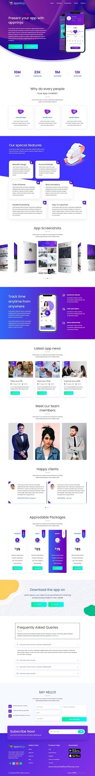 App landing page template