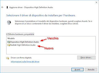 Driver vecchio e nuovo