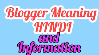 Blogger Meaning In Hindi [ब्लॉगर]