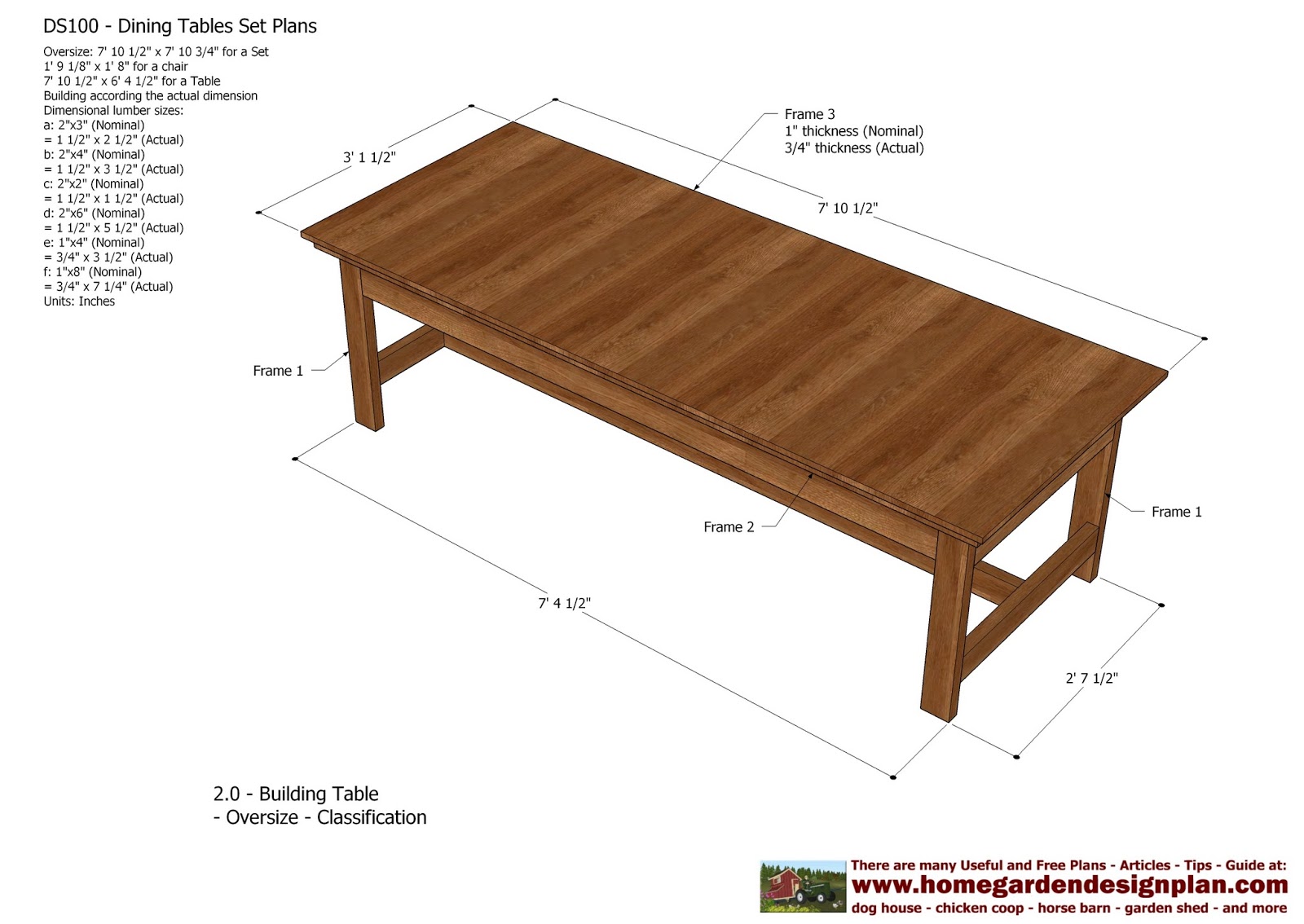 DS100 - Dining Table Set Plans - Woodworking Plans - Outdoor Furniture ...
