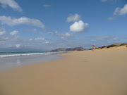 The beach of Porto Santo (Portugal). The long beach in Porto Santo (Madeira .