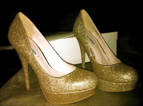 Gold Sparkly High Heels Shoes