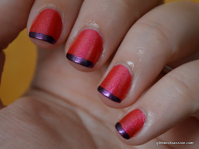 Wet N Wild Punch It Up swatch, Wet N Wild Punch It Up nail swatch, french tip, purple tips, Kleancolor Metallic Purpl