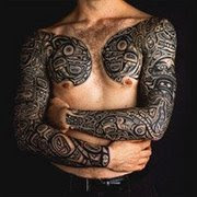 Arm Sleeves Tattoo and Chest Tattoo on Male