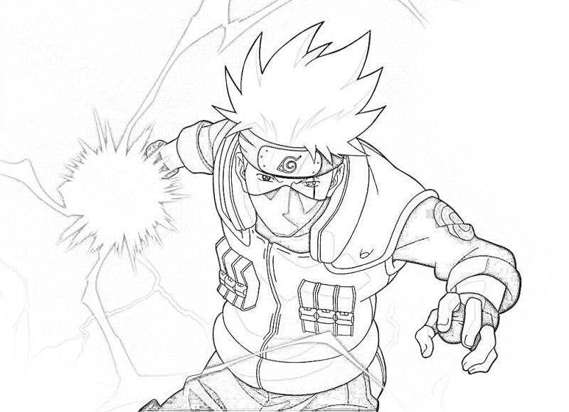 Sketsa gambar animasi naruto untuk diwarnai - Guru Kakashi