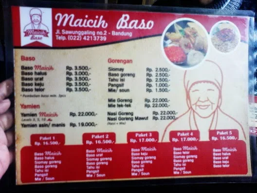 harga makanan di maicih baso