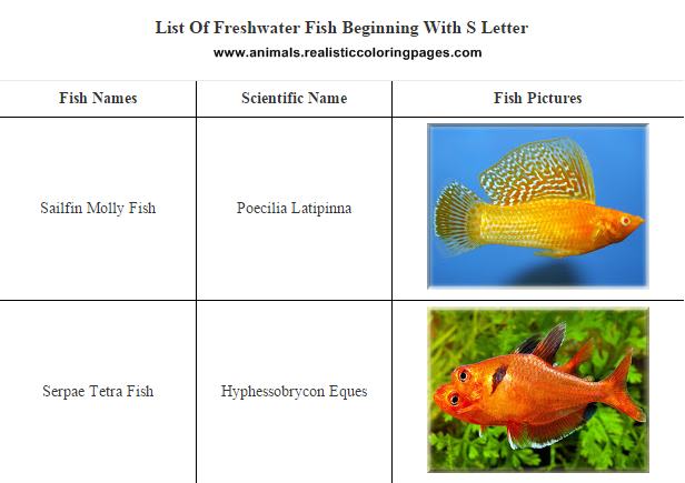 List of freshwater fish beginning with S