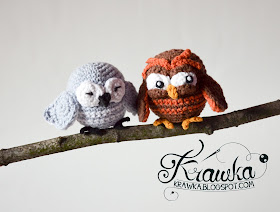 Krawka: Owlery crochet pattern, cute little owls bunch: Blacky, Dopey, Sleppy, Grumpy, Snowy and Bob owls