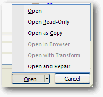 Open and repair file ms word