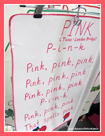 photo of: Anchor Charts for Color Piggyback Songs (Hanging on Hangers) via RainbowsWithinReach