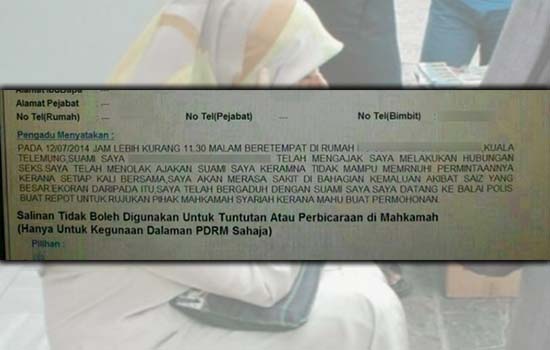 Isteri buat laporan polis kerana zakar suami terlalu besar untuknya